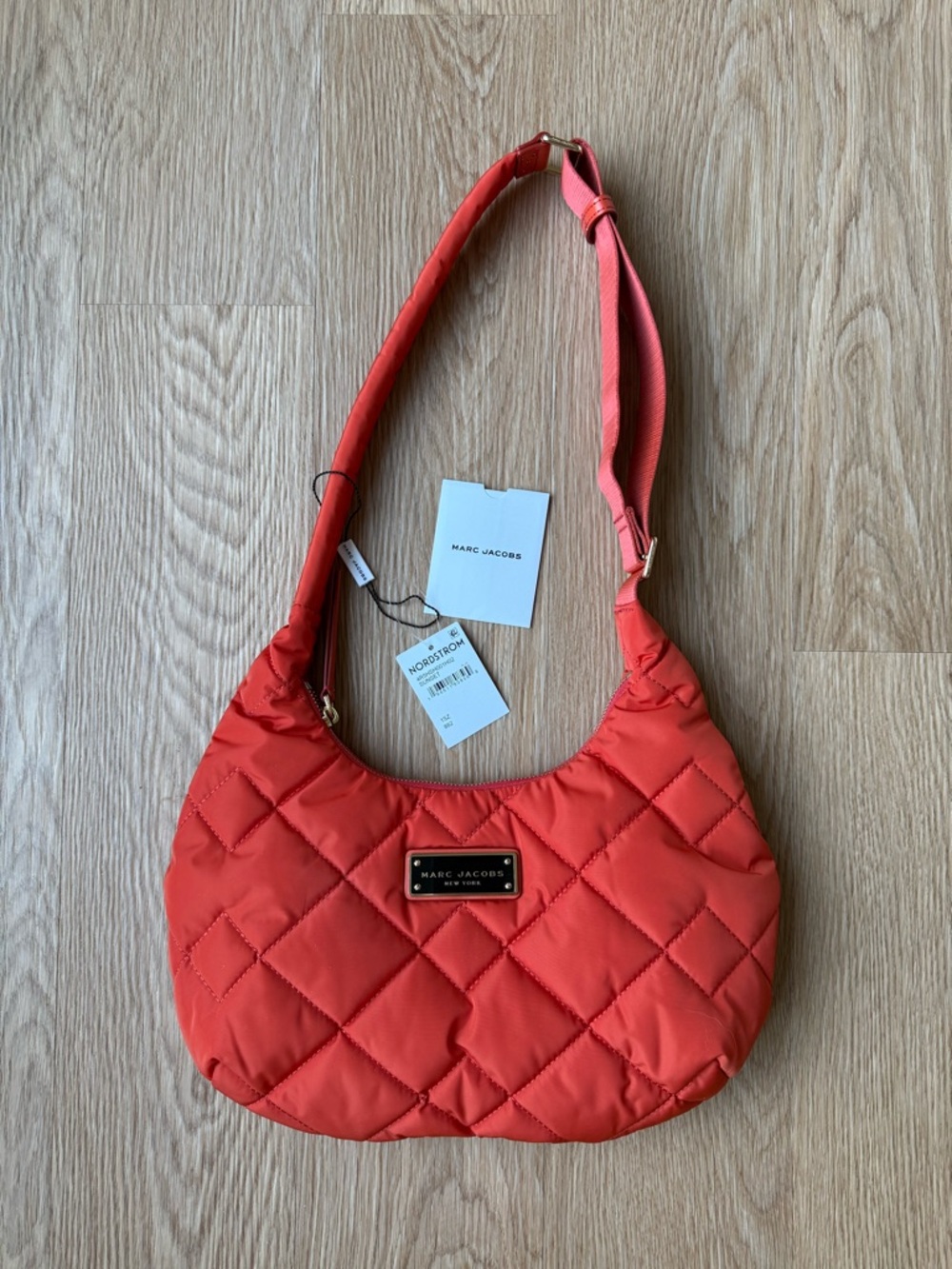 Marc Jacobs Quilted Nylon Shoulder Bag – Sunset Red | Gold Hardware | NWT - Picture 3 of 13